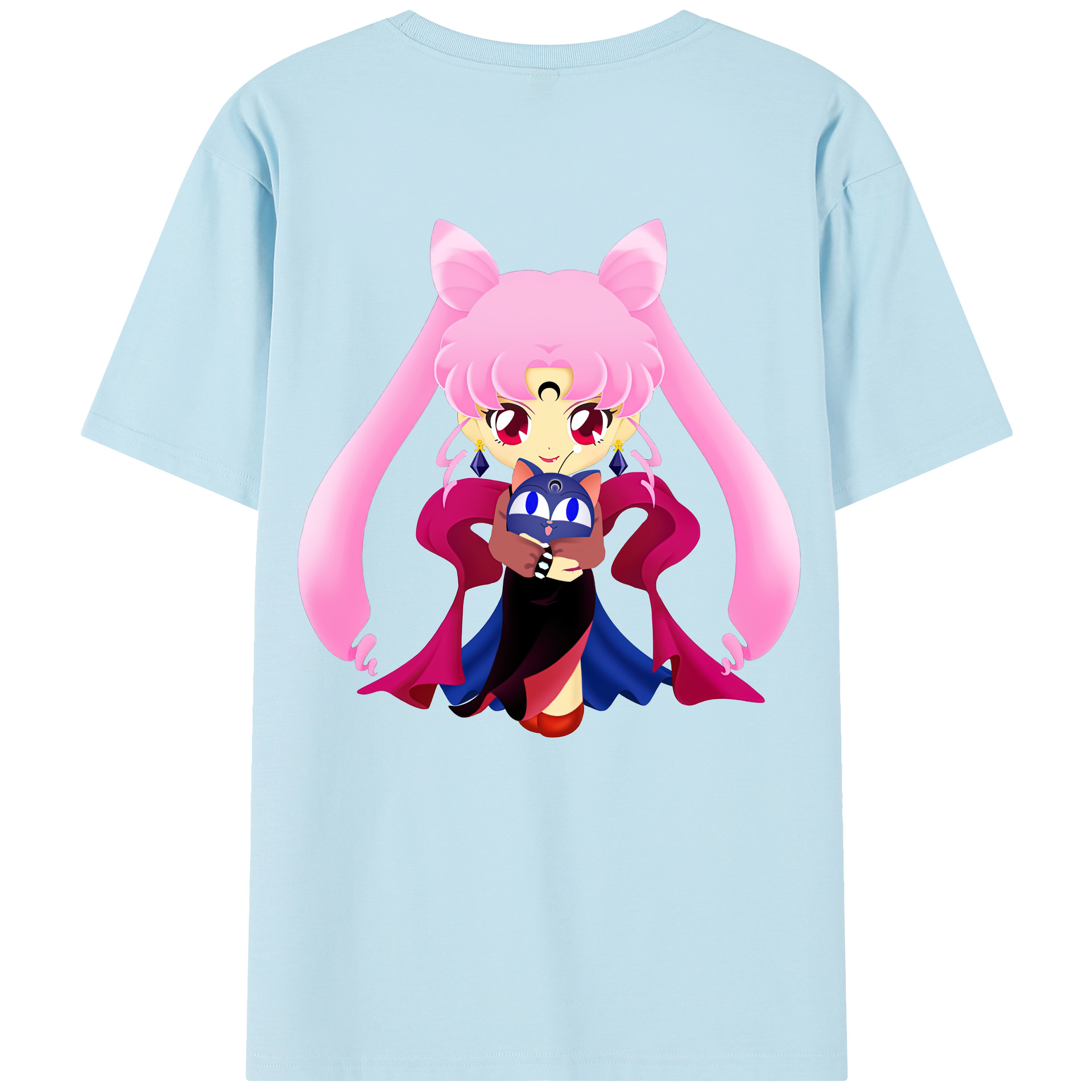 （画像用） 美少女戦士セーラームーン ちびうさ Sailor Moon Chibiusa Tsukino Usagi Small Lady Serenity 綿100％半袖Tシャツ（背面プリント）